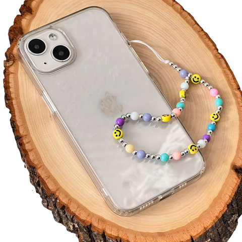 Pastel Smiley Face Phone Charm