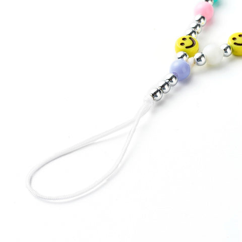 Pastel Smiley Face Phone Charm