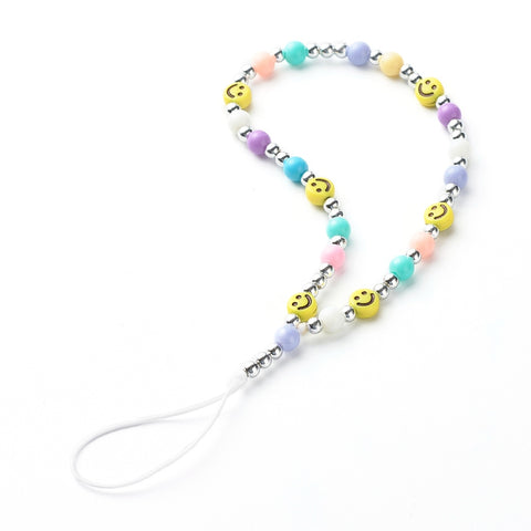 Pastel Smiley Face Phone Charm