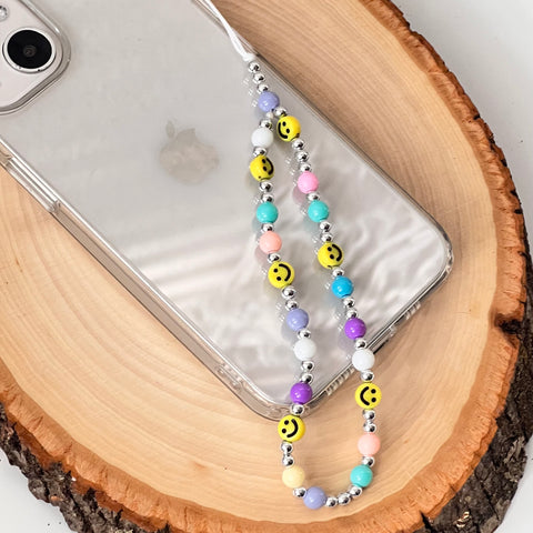 Pastel Smiley Face Phone Charm