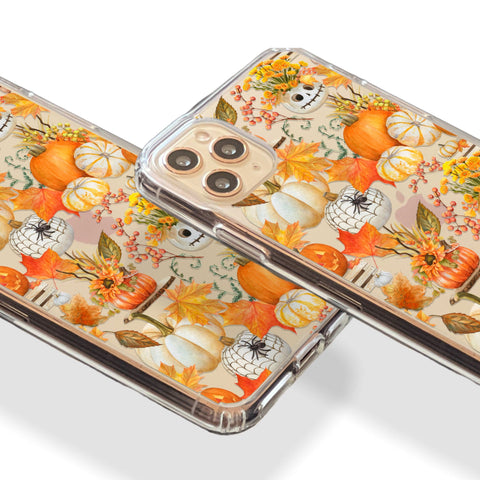Cute Jackolantern Pumpkin Phone Case For iPhone 13 Mini 12 XR 7 8 Clear Phone Cover With Fall Halloween Design Galaxy S22 Case Feat