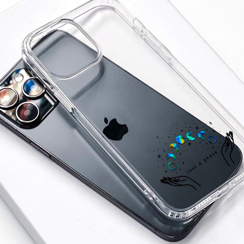 Just A Phase Phone Case For iPhone 14 13 12 Mini XR 7 8 SE 2022 Clear Phone Cover With Witchy Moon Design Feat