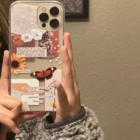 Just Be Happy Aesthetic Collage Clear Phone Case iPhone 12 Pro Max by The Urban Flair (Customer Feat)