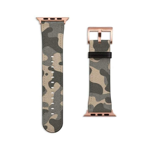 Shop The Khaki Camouflage Apple Watch Band Exclusively at The Urban Flair - Trendy Faux/Vegan Leather iWatch Straps - Affordable Replacements Bands For Women
