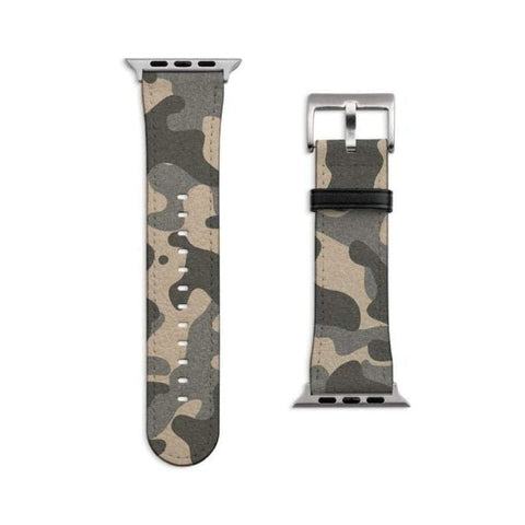 Shop The Khaki Camouflage Apple Watch Band Exclusively at The Urban Flair - Trendy Faux/Vegan Leather iWatch Straps - Affordable Replacements Bands For Women