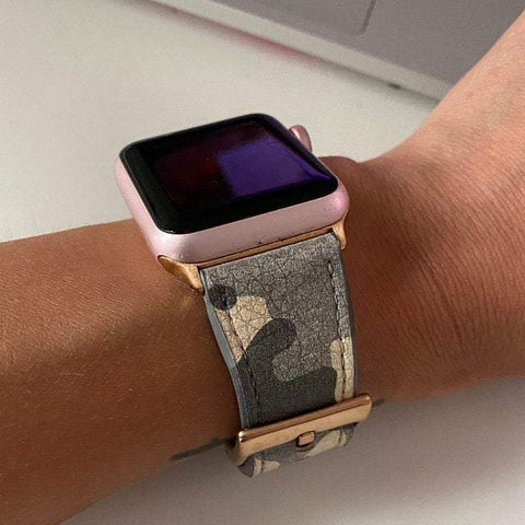 Shop The Khaki Camouflage Apple Watch Band Exclusively at The Urban Flair - Trendy Faux/Vegan Leather iWatch Straps - Affordable Replacements Bands For Women