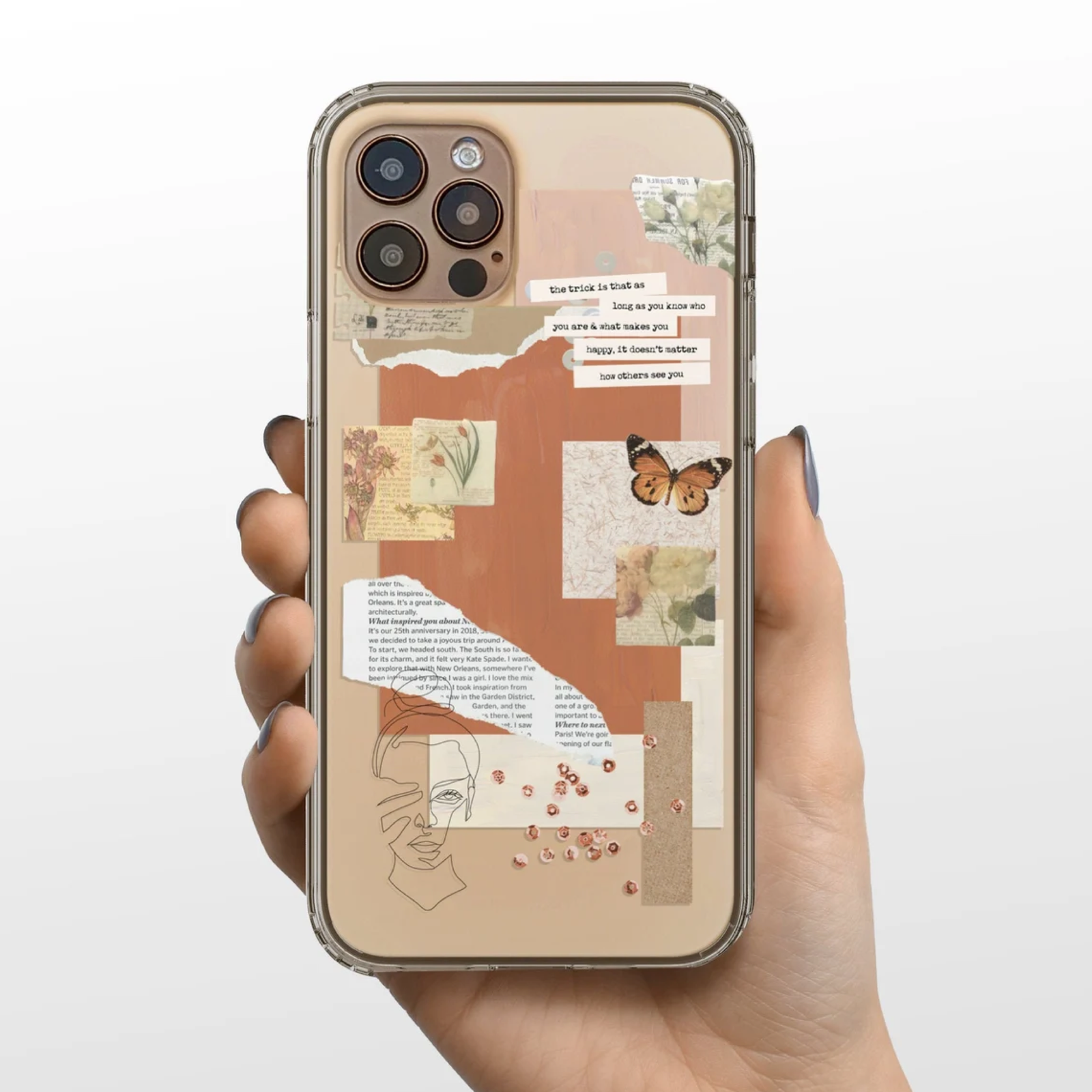 Know Who You Are Scraps Collage Clear Phone Case for Apple iPhone 13– The Urban Flair Know Who You Are Scraps Collage Clear Phone Case for Apple iPhone 13– The Urban Flair