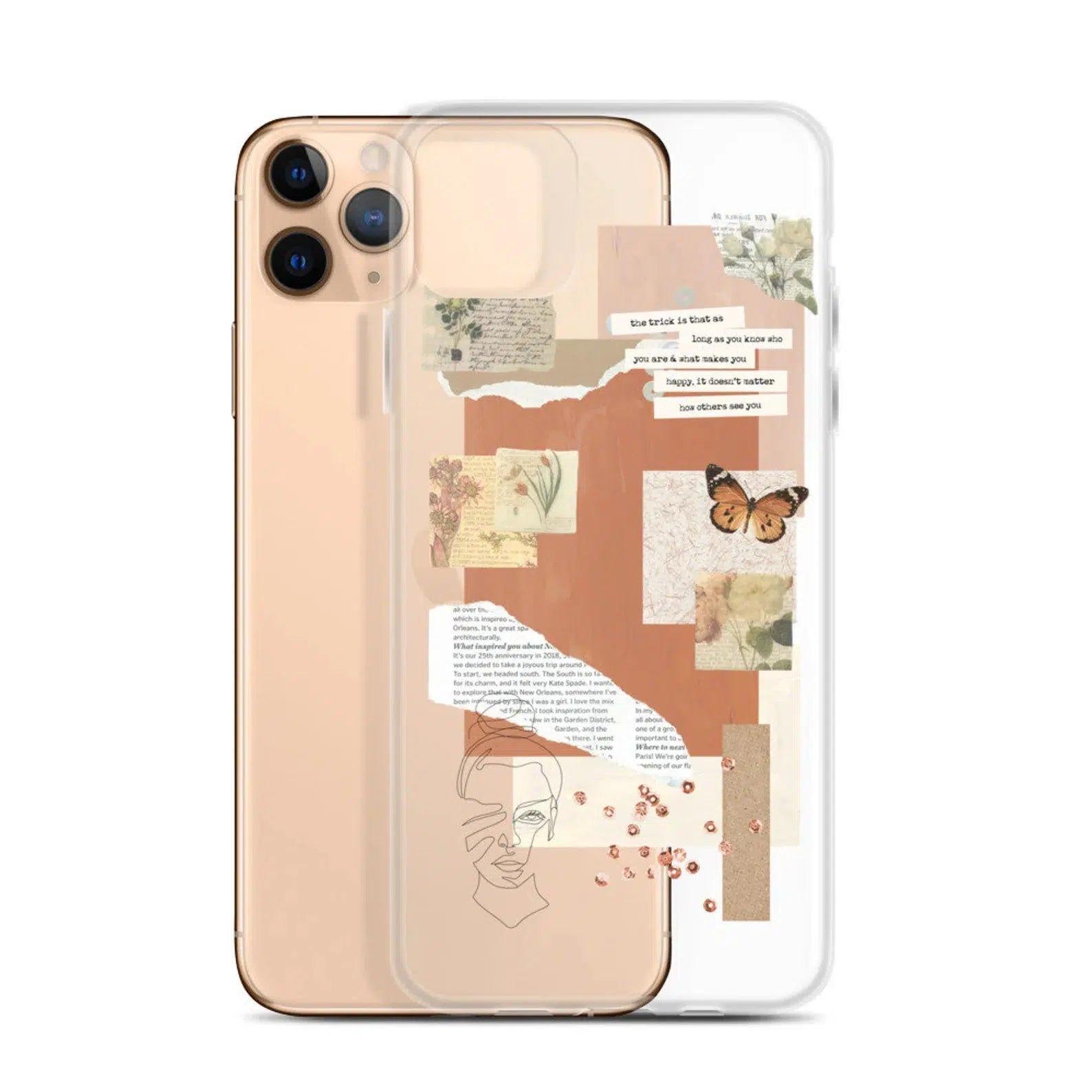 Know Who You Are Scraps Collage Clear Phone Case Know Who You Are Scraps Collage Clear Phone Case