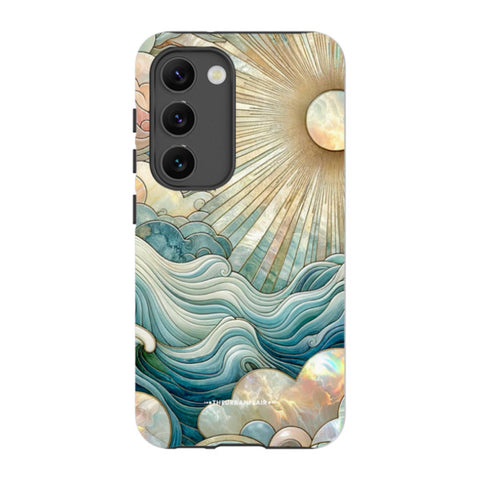 Ocean Waves & Sun Rays Stained Glass Tough Phone Case