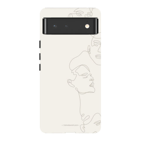 Minimal Women One Line Art Tough Phone Case Pixel 6 Satin [Semi-Matte] exclusively offered by The Urban Flair