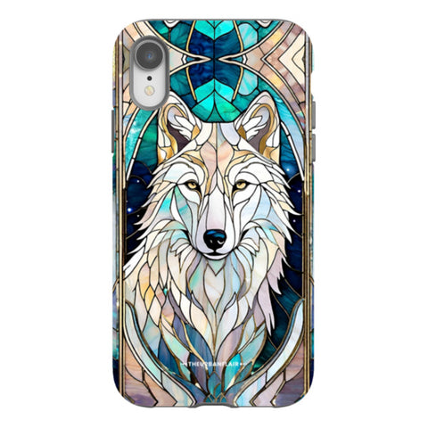 Mystic Wolf Spirit Animal Stained Glass Illusion Tough Phone Case