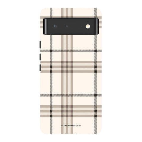Luxury Cream Plaid Tough Phone Case Pixel 6 Gloss [High Sheen] exclusively offered by The Urban Flair