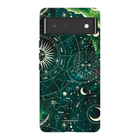 Green Marble Zodiac Tough Phone Case Pixel 6 Gloss [High Sheen] exclusively offered by The Urban Flair