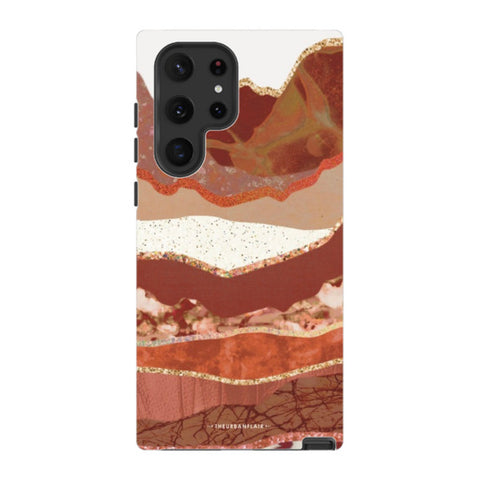 Brick Abstract Layered Mountains Print Tough Phone Case Galaxy S22 Ultra Satin [Semi-Matte] exclusively offered by The Urban Flair