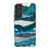 Aesthetic Blue Layered Mountains Tough Phone Case Galaxy S21 FE Satin [Semi-Matte] exclusively offered by The Urban Flair