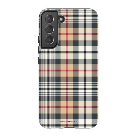 Classic Beige Plaid Tough Phone Case Galaxy S22 Plus Gloss [High Sheen] exclusively offered by The Urban Flair