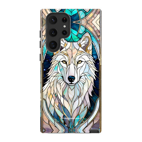 Mystic Wolf Spirit Animal Stained Glass Illusion Tough Phone Case