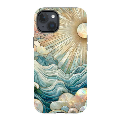 Ocean Waves & Sun Rays Stained Glass Tough Phone Case