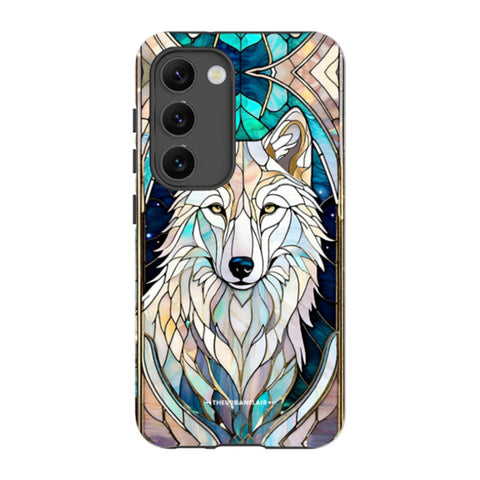 Mystic Wolf Spirit Animal Stained Glass Illusion Tough Phone Case