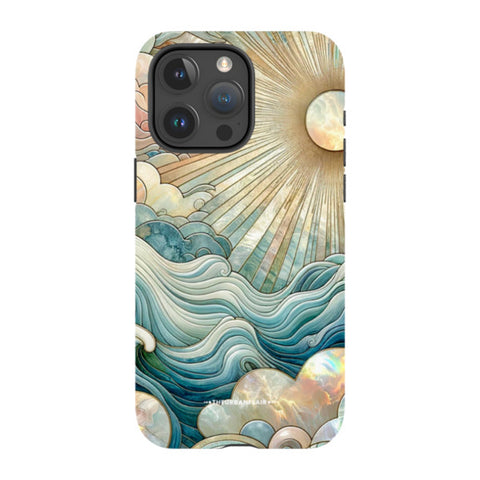 Ocean Waves & Sun Rays Stained Glass Tough Phone Case