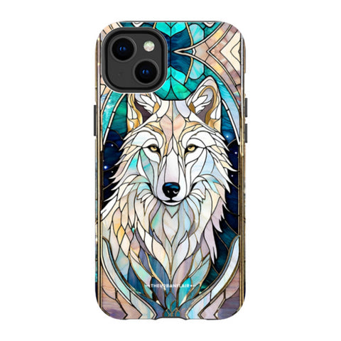 Mystic Wolf Spirit Animal Stained Glass Illusion Tough Phone Case