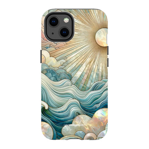 Ocean Waves & Sun Rays Stained Glass Tough Phone Case
