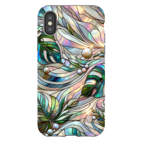 Monstera Leaves Stained Glass Tough Phone Case