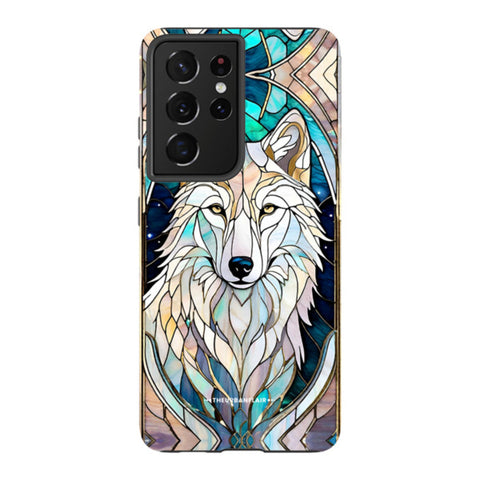 Mystic Wolf Spirit Animal Stained Glass Illusion Tough Phone Case