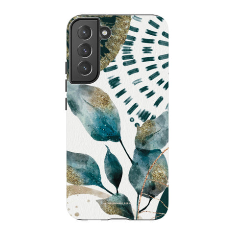 Teal Watercolor Foliage Tough Phone Case Galaxy S22 Plus Satin [Semi-Matte] exclusively offered by The Urban Flair