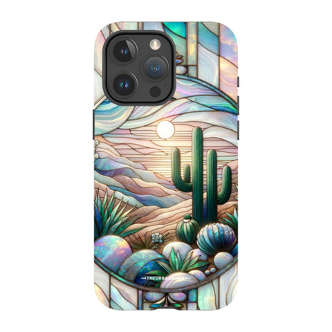 Desert Cactus Stained Glass Illusion Tough Phone Case