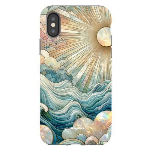 Ocean Waves & Sun Rays Stained Glass Tough Phone Case