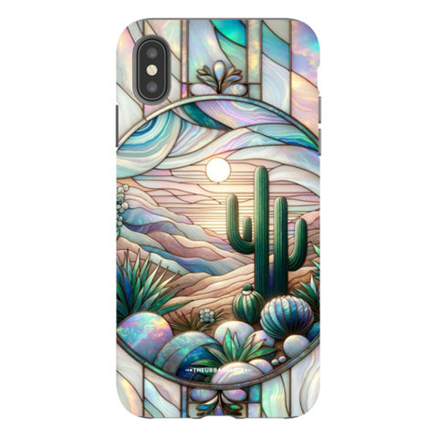 Desert Cactus Stained Glass Illusion Tough Phone Case