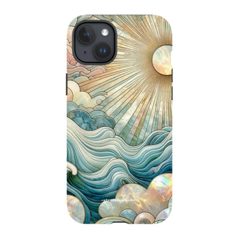 Ocean Waves & Sun Rays Stained Glass Tough Phone Case