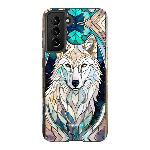 Mystic Wolf Spirit Animal Stained Glass Illusion Tough Phone Case