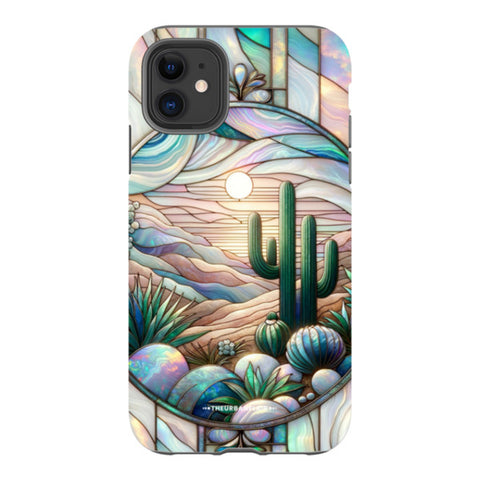 Desert Cactus Stained Glass Illusion Tough Phone Case