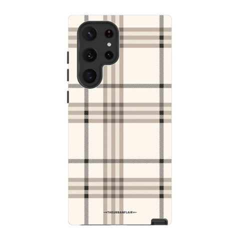 Luxury Cream Plaid Tough Phone Case Galaxy S22 Ultra Gloss [High Sheen] exclusively offered by The Urban Flair