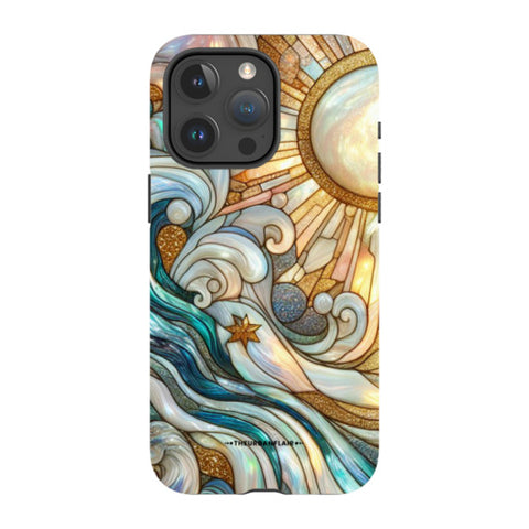 Waves & Sun Rays Stained Glass Illusion Tough Phone Case