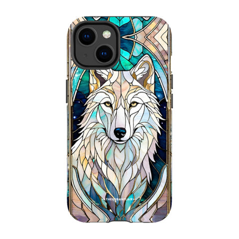 Mystic Wolf Spirit Animal Stained Glass Illusion Tough Phone Case