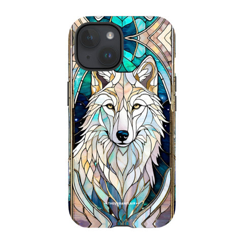 Mystic Wolf Spirit Animal Stained Glass Illusion Tough Phone Case