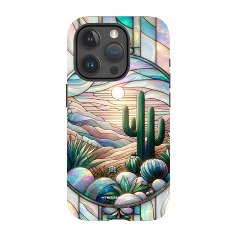 Desert Cactus Stained Glass Illusion Tough Phone Case