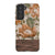 Retro Flowers Split Wood Print Tough Phone Case Galaxy S21 FE Satin [Semi-Matte] exclusively offered by The Urban Flair