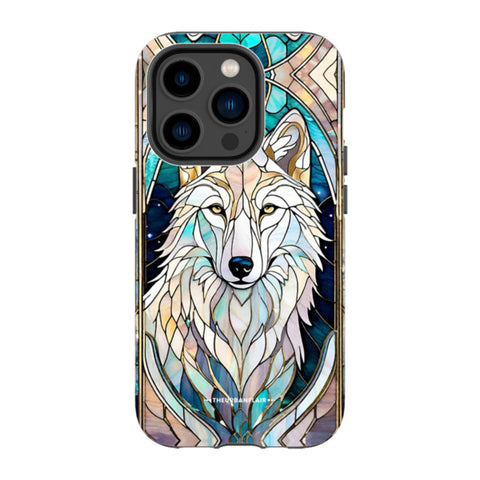 Mystic Wolf Spirit Animal Stained Glass Illusion Tough Phone Case
