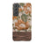 Retro Flowers Split Wood Print Tough Phone Case Galaxy S22 Gloss [High Sheen] exclusively offered by The Urban Flair