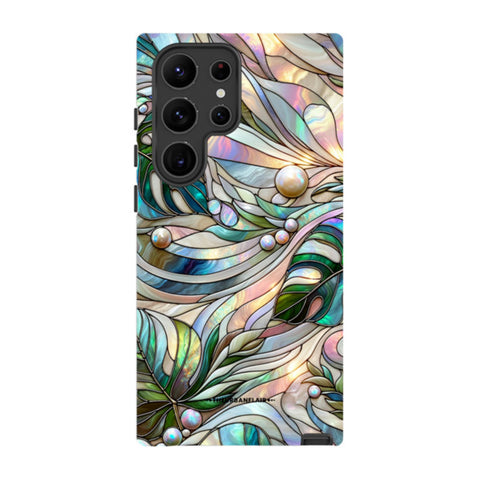 Monstera Leaves Stained Glass Tough Phone Case