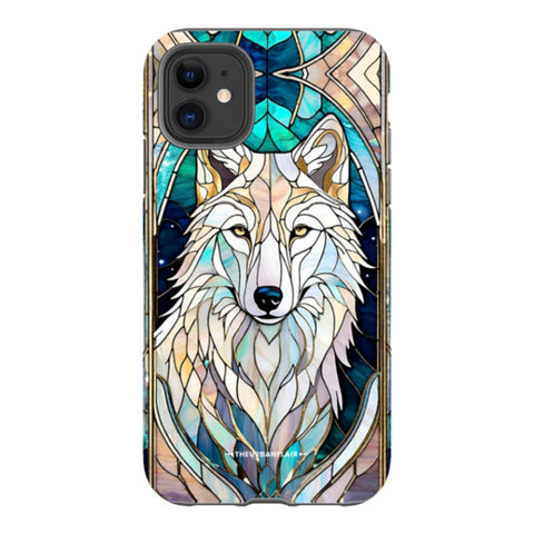 Mystic Wolf Spirit Animal Stained Glass Illusion Tough Phone Case