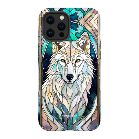 Mystic Wolf Spirit Animal Stained Glass Illusion Tough Phone Case