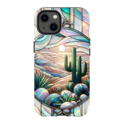 Desert Cactus Stained Glass Illusion Tough Phone Case