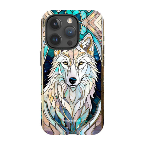 Mystic Wolf Spirit Animal Stained Glass Illusion Tough Phone Case