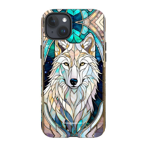 Mystic Wolf Spirit Animal Stained Glass Illusion Tough Phone Case