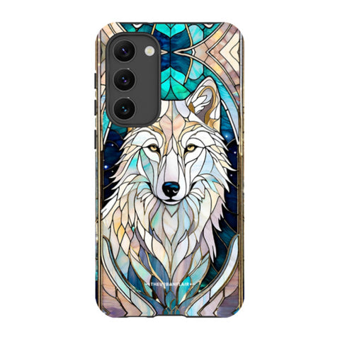 Mystic Wolf Spirit Animal Stained Glass Illusion Tough Phone Case